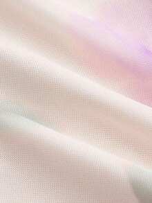 MOD Vestido de tirantes para mujer de malla elástica con estampado floral romántico, corte drapeado en el busto y bajo asimétrico - Lila Púrpura - Ver 4