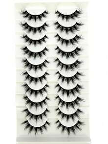 10 Pairs New 5D Ultra Soft Natural Short False Eyelashes, Create Natural Makeup Look - Black - View 3