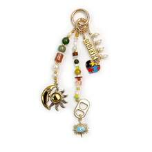 1PC Boho Natural Stone Beaded Bag Charm, Handmade Sun Bee Pendant Keychain, Vintage Aesthetic Purse Chain Accessory For Women - Multicolor - View 6