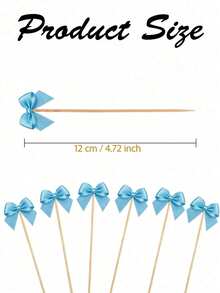 100/50/1pc Blue Bow Bamboo Picks, Elegant Bow Bamboo Skewers, Suitable For Appetizers, Drinks, Birthday Parties, Bachelorette Parties, Bridal Showers And Bow-Themed Parties Decoration - Multicolor - View 8