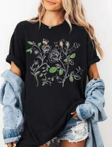 Camisa Suave de Girasol.Camiseta unisex de talla grande.Camiseta inspiradora.Patrón de camisa con flores - Negro 8 - Ver 7
