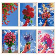 Juego de Pintura al Óleo Digital para Adultos y Principiantes - 10*14 Pulgadas/6 piezas, Sin Marco, Juego de Pintura Acrílica DIY Fácil y Relajante de Verano, Decoración del Hogar, Manualidad Artística, Regalo Ideal para Cumpleaños, Día del Padre, Navidad, Día de la Madre y Día de San Valentín - Mar de flores - Ver 21