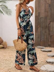 Holidaya Mono con cintura anudada y estampado floral ditsy para vacaciones - Multicolor - Ver 5