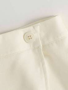 Shorts decorativos de unicolor elegante francés, amarillo claro, adecuados para el trabajo, el transporte, las fiestas, la ropa casual, las ocasiones de verano, shorts de verano para mujer - Albaricoque - Ver 3