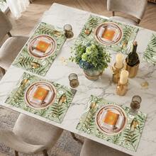 1 pieza Mantel individual de lino con elemento vegetal, tapete para desayuno, tapete para café, posavasos, base para tazón, accesorio de cocina, fácil de limpiar, apto para el hogar, restaurante, decoración de restaurante, regalo de vacaciones, regalo para amigos, juego de múltiples piezas - Multicolor - Ver 6