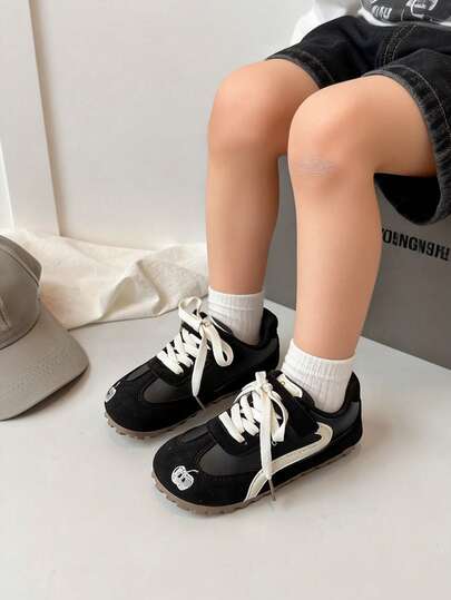 Toddler & Little Kids' Retro Style Casual Sneakers, Lightweight Soft Sole Non-Slip Durable Everyday Wear & Outdoor Sports Shoes