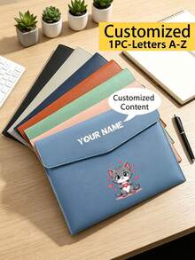 1 pieza Carpeta de negocios A4 con hebilla, adecuada para profesionales de negocios. Bolsa de documentos gruesa perfecta para uso de oficina, con textura suave y maletín de moda. 26 letras - Multicolor - Ver 3