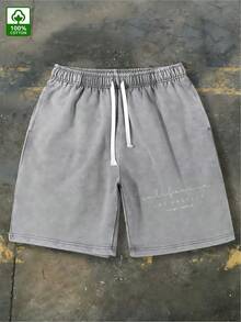 290g 100% Cotton Men's Washed Shorts, Breathable And Loose-Fitting, Suitable For Outdoor Activities, Fitness, And Daily Casual Wear, With Drawstring Waistband - An Ideal Gift For Boyfriends And Husbands.Shorts For Women - Màu xám đen - Xem 8