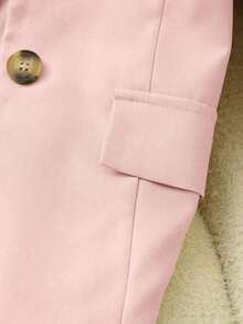 Conjunto de atuendo casual elegante para ir al trabajo, incluye chaqueta tipo blazer de manga corta amarilla y conjunto de pantalones cortos/pantalones de pierna ancha, para mujer en primavera/verano - Rosa - Ver 3