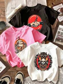Camiseta de mujer a 2026, conjunto de 3 pieza con estampado de velero y ancla de dibujos animados, camiseta de mujer, ropa casual y cómoda, camiseta de moda de corte holgado, camiseta de mujer multicolor. - Blanco - Ver 7