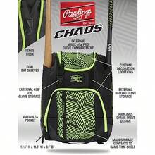 Rawlings Serie CHAOS Mochila Juventud Béisbol y Softbol Fastpitch Varios colores - Amarillo Óptico - Ver 6