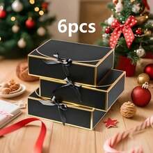 6pcs Gift Packaging Box, Flip-Top Gift Box With Ribbon Bow, Cosmetic Packaging Box, Bridesmaid Gift Box, New Year Gift Box, Small Gift Box With Ribbon, Black Gift Box, Birthday, Valentine's Day, Mother's Day, Holiday - View 7