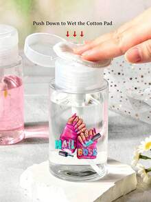 Chai đựng dung dịch tẩy trang du lịch tiện dụng với họa tiết móng tay, làm từ nhựa PET trong suốt, có thể tái sử dụng, dung tích 3.38oz/6.76oz, kèm bơm tiện lợi dùng cho nước tẩy sơn móng tay, nước hoa hồng và nước tẩy trang, thiết kế hình vòm. - Nhiều màu - Xem 6