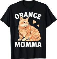 Camiseta para Mujer con Diseño de Gato Atigrado y Mamá Gato Naranja - Negro - Ver 1