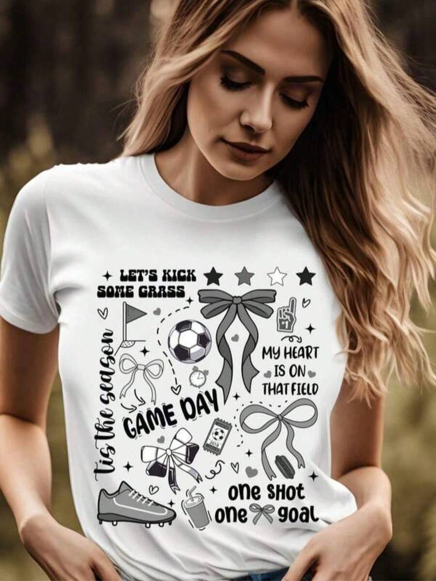 Camiseta de Fútbol con Diseño de Collage, Camiseta de Juego de Fútbol - Gifor, 7 Colores, Para Amantes del Fútbol, Cómoda y Casual - Negro - Ver 1
