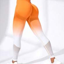 Fengyu Women's Clothing Store Core Rhythm Leggings deportivos de malla graduada, verano para gimnasia y yoga - Naranja - Ver 1