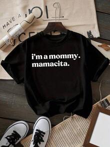 Playera negra de moda con frase cómica de mamá: "Soy mamá, mamacita." Camiseta Estética de Mamacita, Blusa Casual Holgada, Regalo Divertido para el Día de la Madre - Estilo Urbano Vintage Un - Negro - Ver 1
