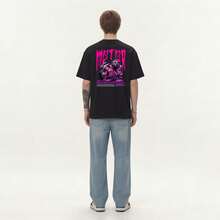 Boy Camiseta De Manga Corta Con Estampado Cyberpunk Americano Para Hombre Y Mujer, Corte Holgado Con Efecto Drapeado, Prenda De Moda. - Blanco - Ver 9