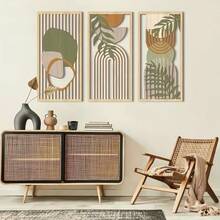 2D flaches Holz Wanddekor Set 3 Stücke mittelalterliche moderne Kunst neutrale böhmische Dekoration geeignet für Wohnzimmer, Schlafzimmer oder Büro, Wohnzimmer Dekoration | Perfekt für 11 Feiertage Naturholz Dekoration - Feiertagsdekoration ohne Strom erforderlich - Verschiedenfarbig - Übersicht 1