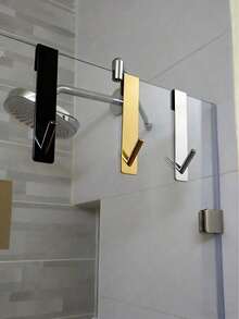 Stainless Steel S-Shaped Towel Rack, Suitable For Glass Door, Bathrobe Hook, Wall Mounted Clothes Rack, Hanger, Hook, Room Decor, Over The Door Hook, Wall Mounted Hook, Wardrobe Storage, Key Hook, Key Rack, Coat Rack, Adhesive Hook, Bathroom Storage, Wall Mounted Hook - Multicolor - View 3