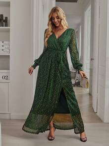 Robe de la mujer sofisticada urbana, vestido midi, esencia de la elegancia discreta para ir de la oficina al evento de la tarde - Verde - Ver 10