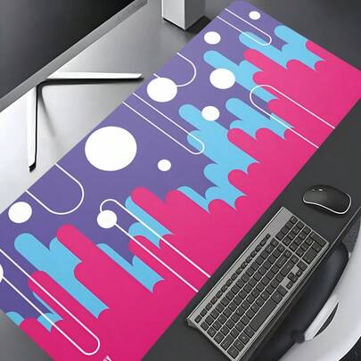 1pc Oversized Geometric Fluid Ins Style Mouse Pad, Thick Non-Slip Waterproof Desk Mat. This Vibrant Memphis-Style Mouse Pad Has A Retro Vibe And Suits Various Desktop Styles.