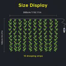 1PC, 90LED Ivy Vine Fairy String Lights Artificial Greenery Garland Leaf Curtain Lights 8 Lighting Modes USB Powered Hanging Plant Lights For Bedroom Wall Garden Patio Wedding Party Christmas Holiday Indoor Outdoor Decor (Without Battery) - LED String Light - 查看 10