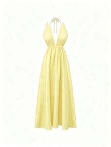 Vestido informal de tirantes sueltos de unicolor para mujer, para el verano - amarillo ganso - Ver 5