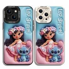 Officially Licensed Disney Lilo & Stitch Phone Case, This Protective Phone Case Features Lilo Wearing A Flower Crown And Stitch Holding A Pink Balloon, With Vertical "Lilo & Stitch" Lettering On A Gradient Blue‑Pink Background, Made With Flexible, Durable TPU Material To Protect Against Everyday Scratches, Bumps, And Minor Impacts, Compatible With IPhone 17, 16, 15, 14, 13, 12, 11 Pro Series And Galaxy S22, S23, S24, S25 Models, Making It A Charming Choice For Disney Fans, Ideal For Birthdays, Holidays, Or Any Special Occasion To Surprise Family And Friends. - trắng - Xem 6