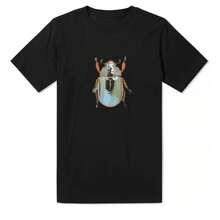Camiseta de manga corta con estampado de insectos para mujer, camiseta de cuello redondo, ropa de mujer, camiseta gráfica, estilo retro veraniego Harajuku. - Negro - Ver 2