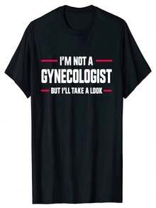 Camiseta de manga corta con estampado divertido de doctora para mujer, nueva colección 2026. No soy ginecóloga, pero me encantaría verla. - Negro - Ver 1