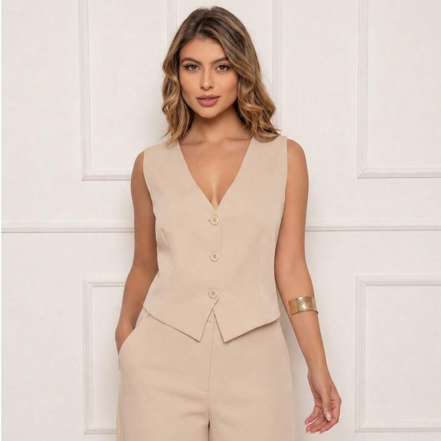 Tailoring Set Vest With Pants Fashion - 米色 - 查看 1