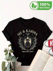 Camiseta Negra Unisex con Diseño Bohemio de Karma Estilo Cósmico para Jóvenes de Espíritu Libre - Negro - Ver 12