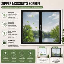 Pantalla de ventana con cremallera, diseño de malla transpirable, fácil de abrir y cerrar para aire fresco, instalación sin taladro, adecuada para dormitorio y sala de estar, bloquea insectos mientras disfrutas de la brisa matutina, pantalla de insectos duradera para el hogar - A - Ver 2
