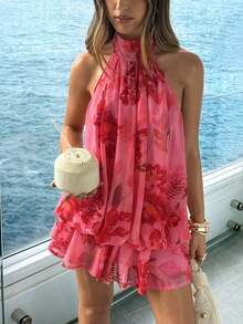 MEXAloruh Vestido mini elegante de gasa con lazo en el cuello en color amarillo mantequilla para mujer, vestido para citas, vestido para salir de noche, vestidos de verano para mujer, atuendos para luna de miel, vestido de invitada de boda, atuendos para vacaciones en la isla, vestidos de fiesta elegantes, vestidos de cumpleaños para mujerMEX IGZT - Multicolor - Ver 5