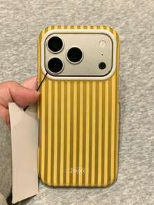 复古条纹手机壳，兼容 17 Pro Max、17 Pro、17、16 Pro Max、16 Pro、16、15 Pro Max、15 Pro、15、14 Pro Max、14 Pro、13 Pro Max，时尚保护壳 - 黃色 - 查看 1