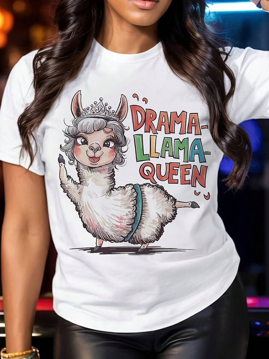 Cuello Redondo Talla Grande - Camiseta Multifuncional DRAMA LLANA Queen's - Blusas Ligeras de Manga Corta para Mujer Casual - Blanco - Ver 1