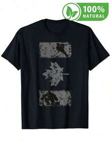 Camiseta negra con estampado de hoja de arce y figuras sombrias para hombre, diseño urbano casual en México, ideal para amantes de la moda alternativa y el estilo streetwear. Comodidad y calidad en cada detalle, perfecta para el clima dinámico mexicano. - Negro - Ver 1