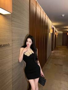 A French-Style Black Square-Neck Dress With A Defined Waist; The 2026 New Arrival Is A Luxurious Short Dress Perfect For Early Summer. - Black - View 6