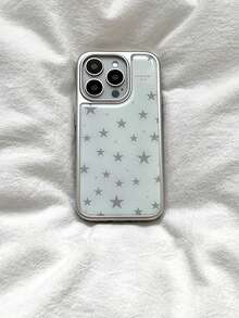 Ốp lưng điện thoại cao cấp màu xanh dương chủ đạo, họa tiết ngôi sao xám, dành cho iPhone 17 Pro Max 16 Pro Max 15 14 13, chất liệu mịn bóng, dễ thương, thích hợp cho mùa Thu/Đông/Hè. Ốp bảo vệ điện thoại dành cho nữ. - Màu xanh nhạt - Xem 2