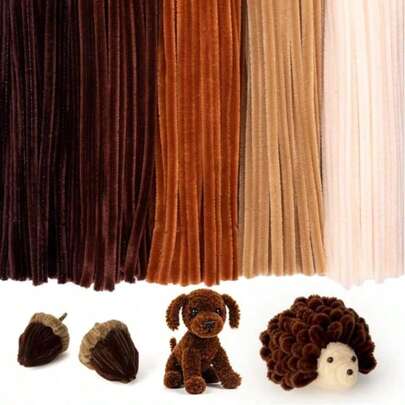 500pcs Coffee-Colored Pipe Cleaner Set, Upgraded Soft Plush Chenille Handmade Flower Pipe Cleaners, Suitable For Beginner DIY Crafts, Decoration Twist Sticks, Gifts, Home Decor, Party, Wedding, Summer Holiday