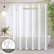 1pc PEVA Shower Curtain Light Opaque Waterproof Moisture-Proof Easy To Clean Full Drape Bathroom Partition Curtain Multi-Size Choice Bathroom Partition Curtain Household Hotel Bathroom Universal Stainless Steel Buttonhole With Hanging Ring - Silk Texture - View 8