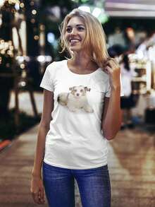 Camiseta de Mujer con Imagen de Cachorro de Perro Pastor Australiano - Imagen de Shutterstock, Talla XX-Large para Mujer - Blanco - Ver 2