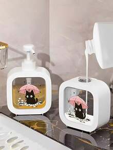 1 chai đựng xà phòng họa tiết mèo đen dễ thương và hoa - chai đựng dạng nhấn tái sử dụng, phù hợp cho nước rửa bát, xà phòng rửa tay, kem dưỡng da, v.v., kích thước nhỏ gọn cho nhà bếp và phòng tắm, quà tặng lý tưởng cho những người yêu mèo và trang trí mùa xuân - làm từ chất liệu nhựa bền, thiết kế thú vị, sử dụng dạng nhấn tiện lợi - Nhiều màu - Xem 2