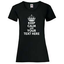 Camisetas Personalizadas para Mujer "Keep Calm", Camisetas Ajustadas para Mujer, Camisetas de Moda, Tops Cómodos, Camisetas de Moda - Negro - Ver 3
