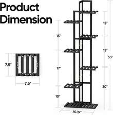ROSSNY 55 Inch Tall Plant Stand Indoor, 7 Tier 8 Potted Bamboo Plant Stands For Indoor Plants, Corner Plant Stand, Tiered Plant Stands, Plant Shelf For Indoor, Planter Holder For Multiple Plants Indoor, Black - B-Black - View 3