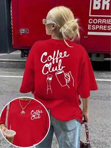 Camiseta Roja Oversize [Envío Nacional Gratis] 2026 Nuevo diseño de cuello redondo de moda Estilo vintage casual de mujer Estampado de café versátil casual cómodo Camiseta de manga corta - Estilo de calle vintage Camiseta de cuello redondo de algodón holgada de manga corta unisex - Estilo - Ver 9
