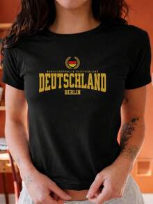Unisex T-shirt gjord av ren bomull, GermanyWomen's BabyTee-GermanyShirtGermanyGiftGermanyTShirtGermanyBerlinGraphicTee, sommarT-shirt, blus, basitoppar, toppar, sommarT-shirt, blus, basitoppar, toppar, T-shirt, CreativeDesign, OutdoorPlay, CoolStyle, FunDesign, GreatForOutdoorPlay - Svart - Visa 5