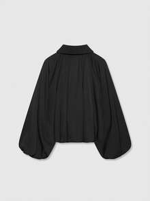 Áo khoác bomber dài tay cổ bẻ khóa kéo dáng casual mùa xuân dành cho nữ - màu đen - Xem 2
