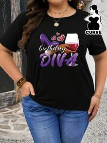 Camiseta con Estampado de Diosa del Cumpleaños |   Camiseta casual de manga corta con cuello redondo, diseño de corazón y tacones altos, elástica, lavable aáquina, camiseta de moda primavera/verano, tela cómoda - Camiseta unisex de algodón holgada de manga corta y cuello redondo estilo vintage urbano. - Negro - Ver 7
